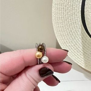 Sterling Silver Pearl Stacking Rings